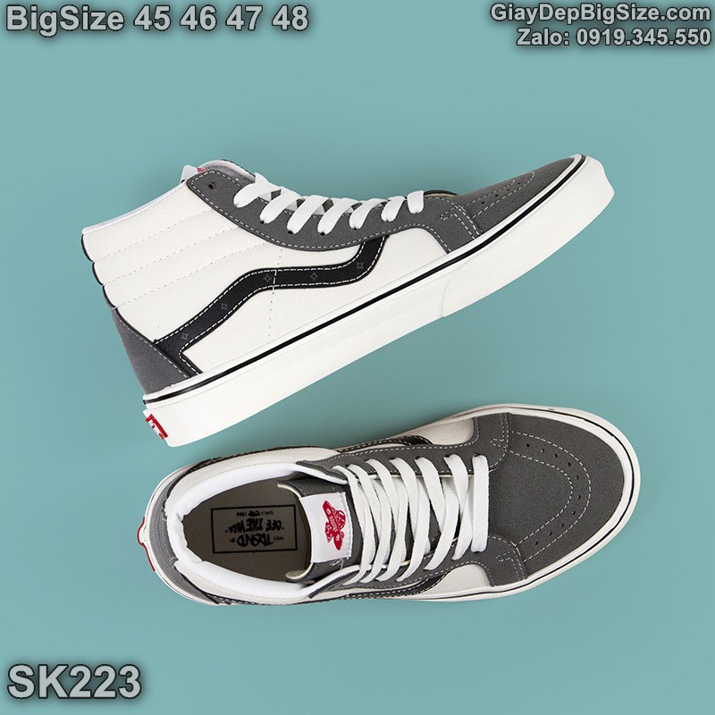 Giày trượt ván, giày thể thao cổ cao cỡ lớn 45 46 47 48 cho nam chân to. Big size custom sneakers for wide feet - SK223