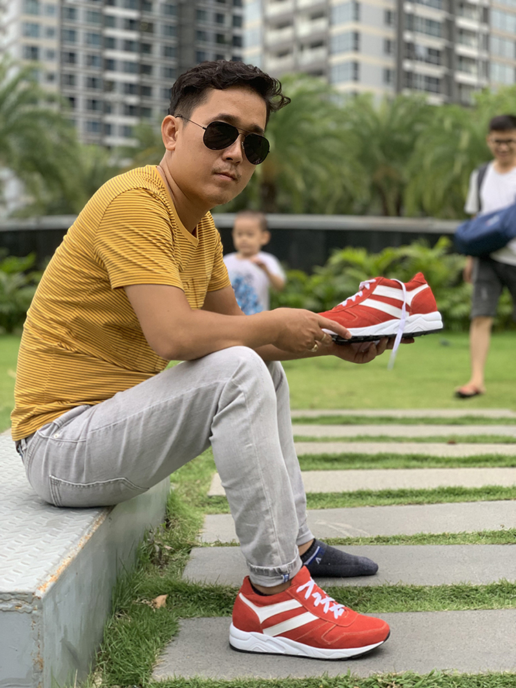 GIÀY TĂNG CHIỀU CAO GIÀY CAO DÀNH CHO NAM GIỚI T&TRA T20 DA LỘN ĐỎ - CAO 8CM GIÀY ĐỘN NAM CAO VƯỢT TRỘI