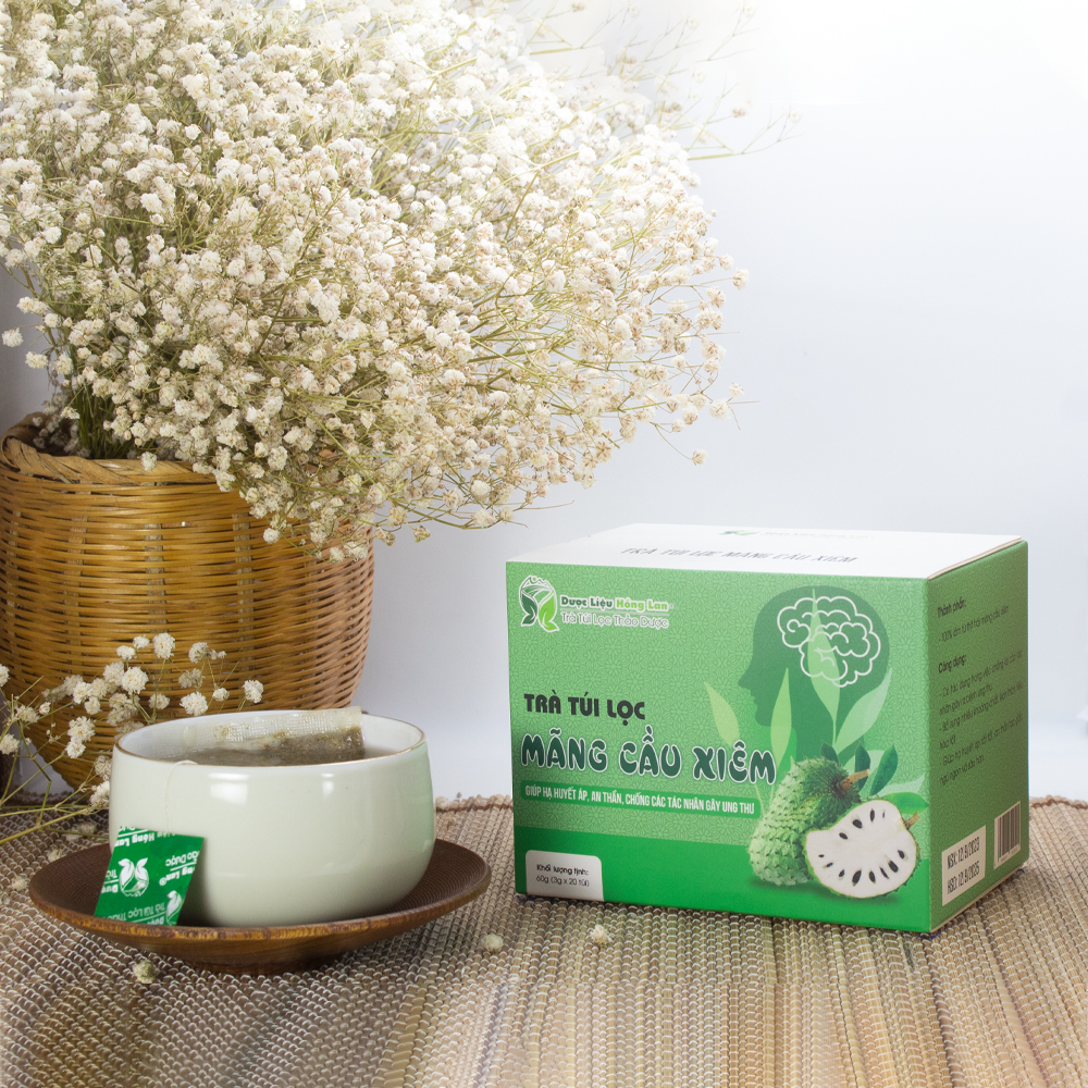 Trà Túi Lọc Trái Mãng Cầu Xiêm (Mãng Cầu Gai) 60g (20gói x 3g) Dược Liệu Hồng Lan