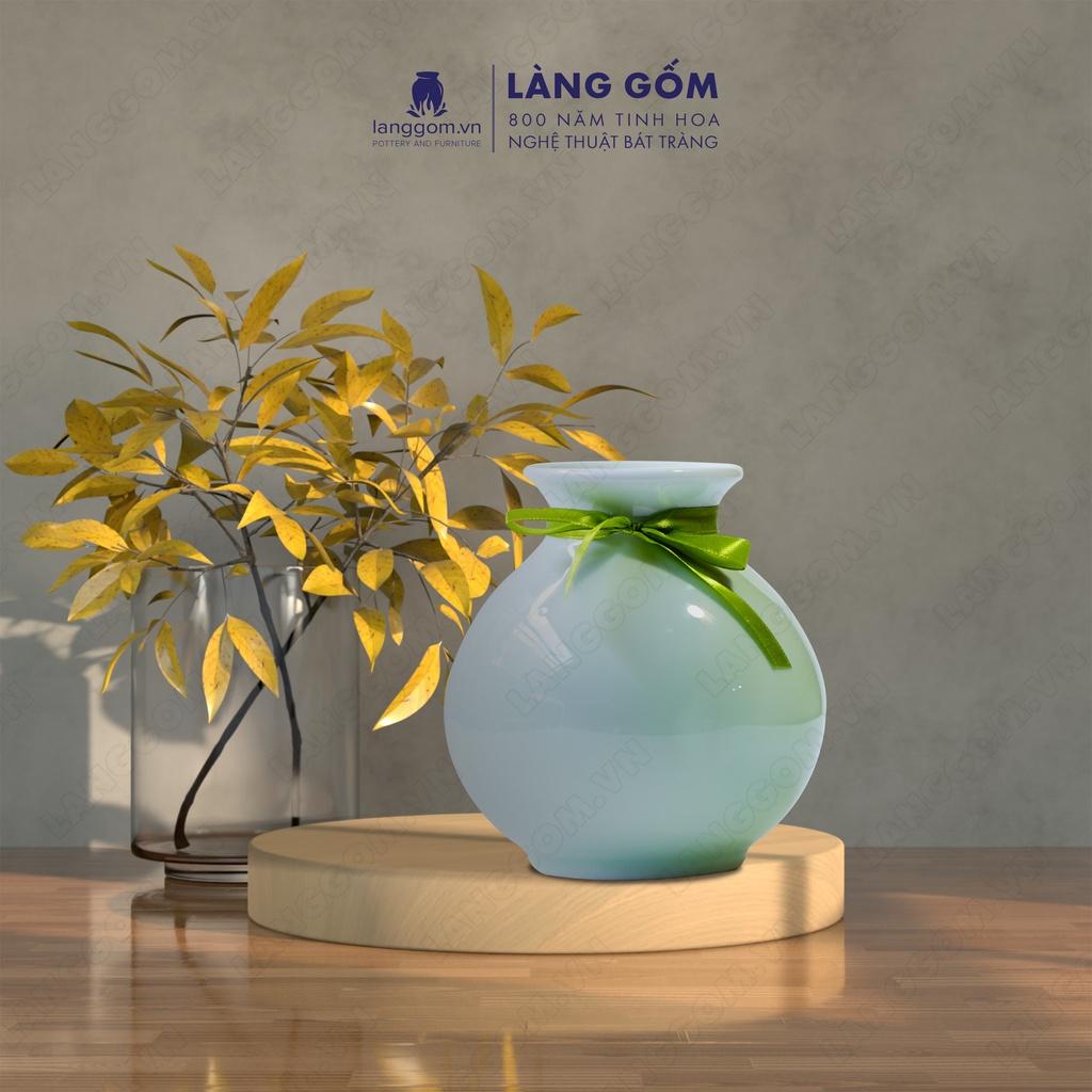 Bình hoa, lọ hoa Gốm sứ Bát Tràng cao cấp Men ngọc vô trên nhỏ dùng làm quà tặng, trang trí - Làng Gốm Bát Tràng