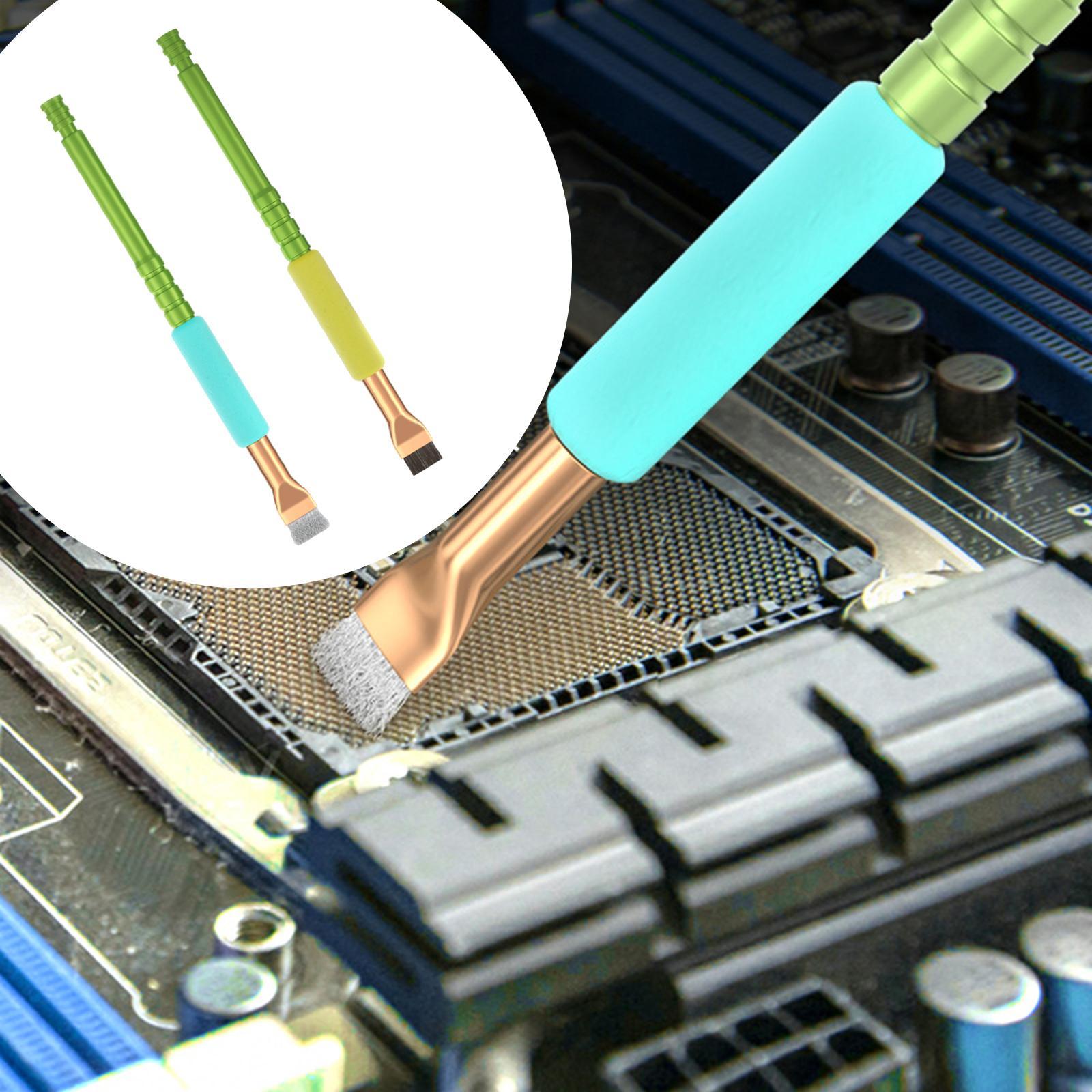 2 Pieces IC Pad Cleaning Brush Anti Static Anti Slip Metal Motherboard Brush