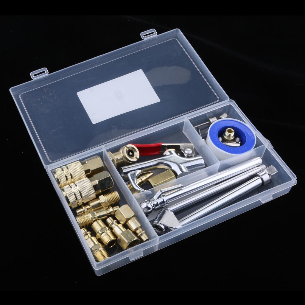Air Tool Connector Accessories Kit Blow Gun Thread Tape Tyre Inflator Gauge