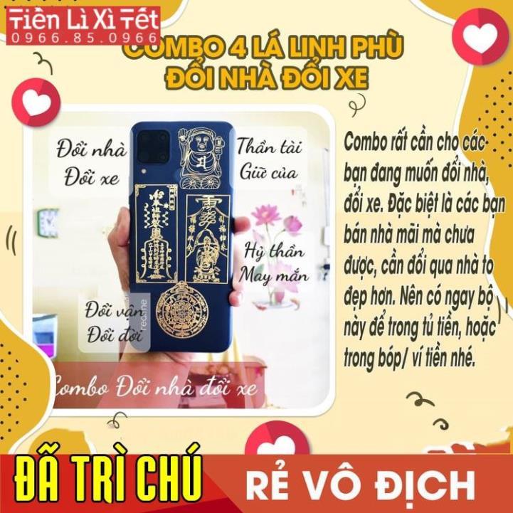 SET 4 miếng dán điện thoại, linh phù ĐỔI NHÀ ĐỔI XE, miếng dán điện thoại tài lộc, phong thuỷ ý nghĩa