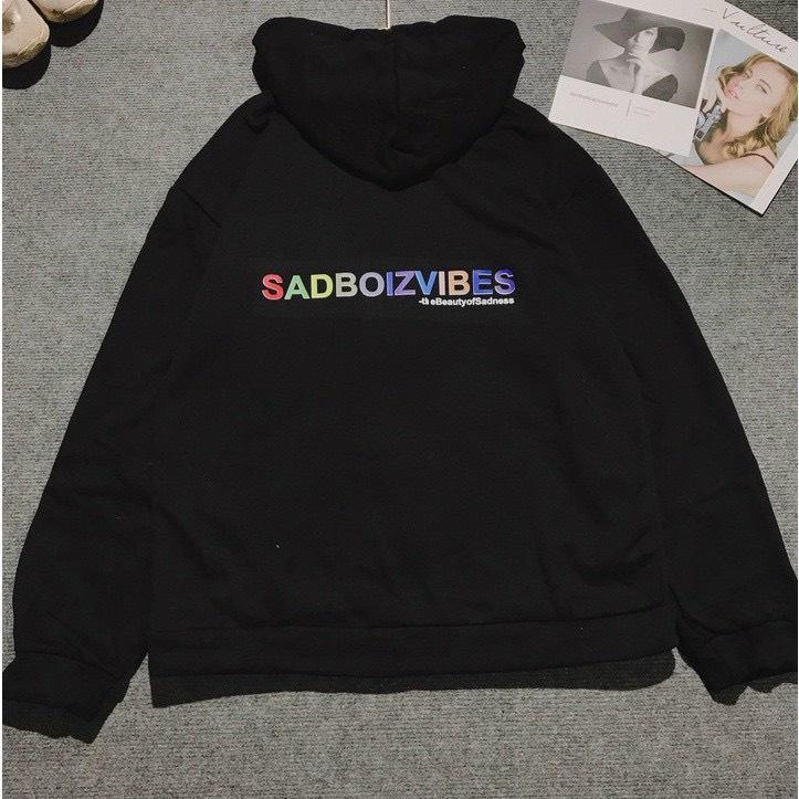 Áo Hoodie Zip Nỉ Bông Sadboizvibes Nón 2 Lớp Unisex Freesize Nam Nữ