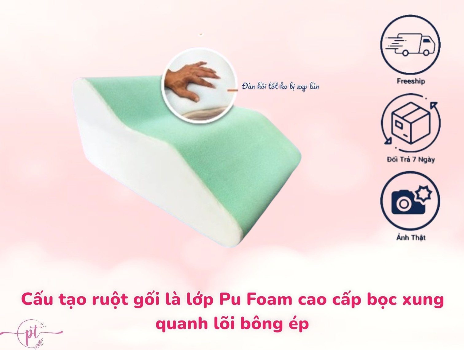 Gối Chống Giãn Tĩnh Mạch Kê Cao Chân Giúp Giảm Tê Buốt, Phù Nề Chân Và Vọp Bẻ Tặng Kèm Áo Vải Lưới 5D Thoáng Mát Được Bọc Sẵng