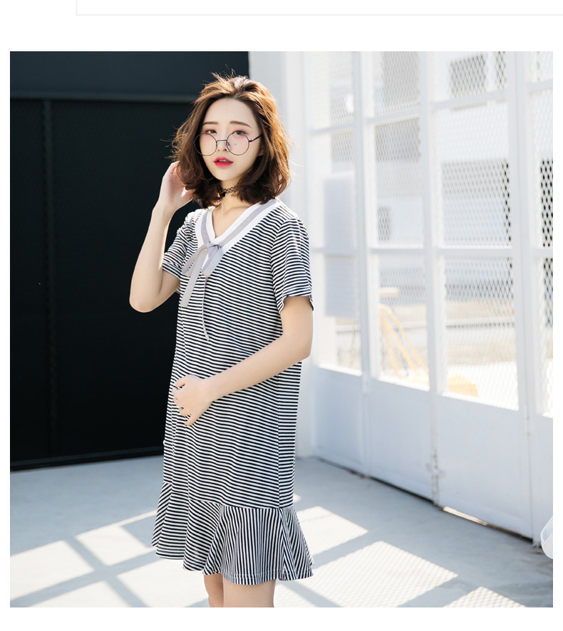 Đầm Bầu Kẻ Đuôi Cá Cổ Tim