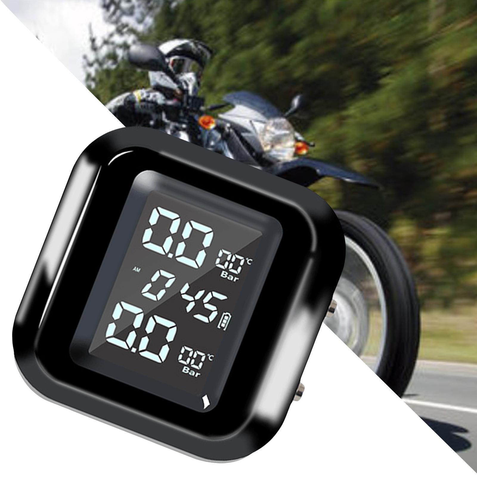 Wireless Motorcycle TPMS USB Solar Charging Tyre Temperature LCD Digital Display Tire Pressure Monitoring System High Accurancy 0 - 4 Bar