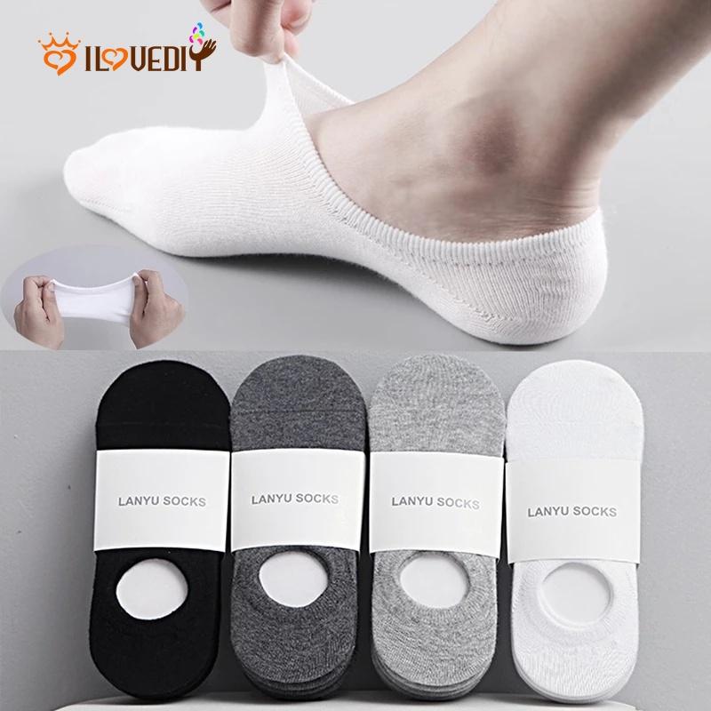 Vớ Cotton Cổ Thuyền Siêu Mỏng Thoáng Khí Chống Trượt Màu Sắc Đơn Giản Cho Nam