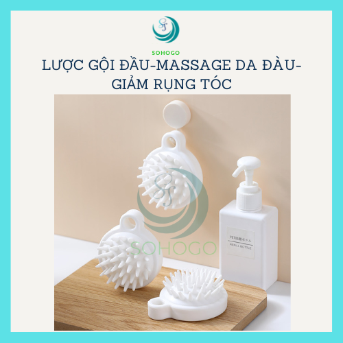 Lược Mát-Xa Da Đầu Mini- Bàn Chải Chăm Sóc Tóc Chống Rụng- Lược Silicon Tạo Bọt &amp; Làm Sạch Da Đầu