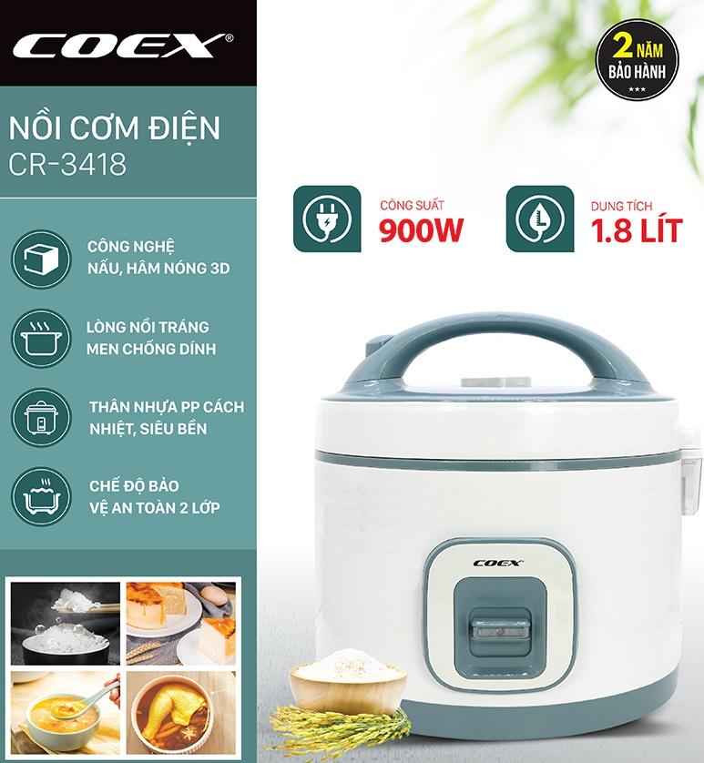 Nồi cơm điện 1.8 Lít COEX CR-3418