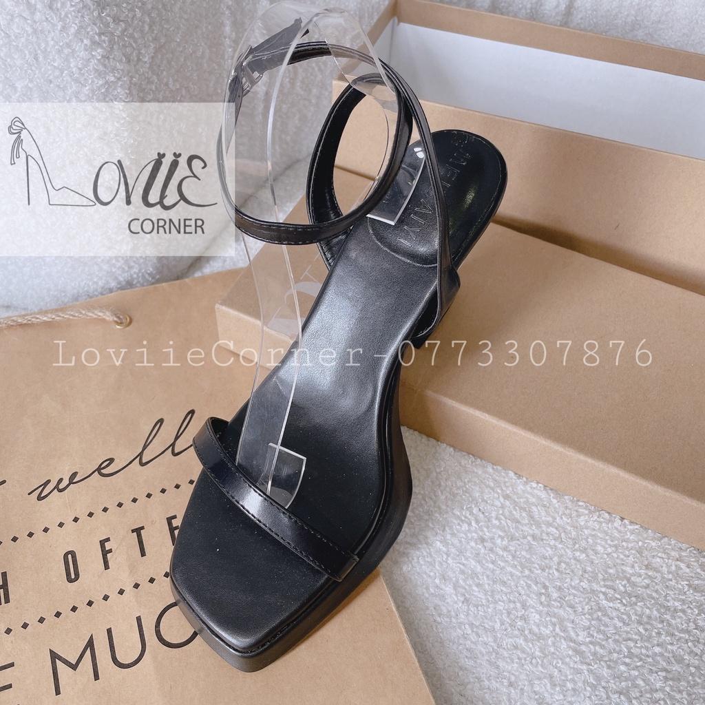 GIÀY CAO GÓT LOVIIECORNER - GUỐC NỮ MŨI VUÔNG - SANDAL THỜI TRANG QUAI NGANG MẢNH G220922