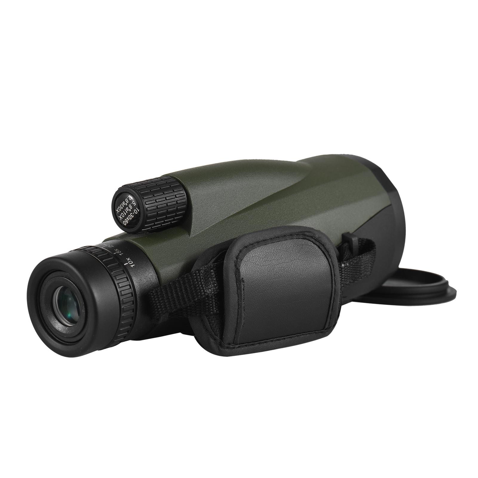 10-30x60 Zoom Monocular BAK4 Prism Waterproof Monocular Phone Telescope for Wildlife Birds Watching Camping Hiking Tourism Living Concert