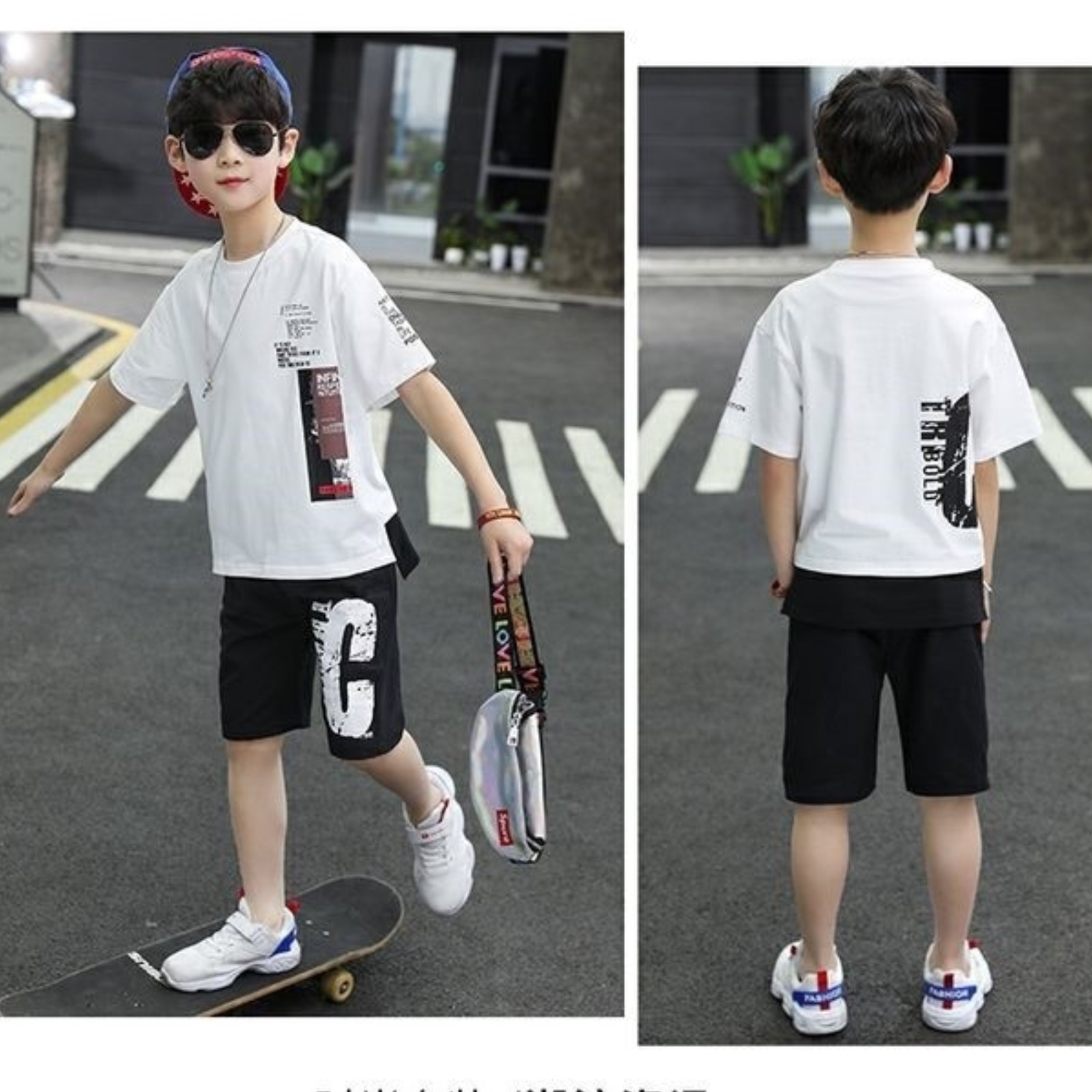 Bộ quần áo mùa hè dành cho bé trai 18-45kg mẫu &quot;chữ C&quot;. Thiết kế hiện đại. MA19