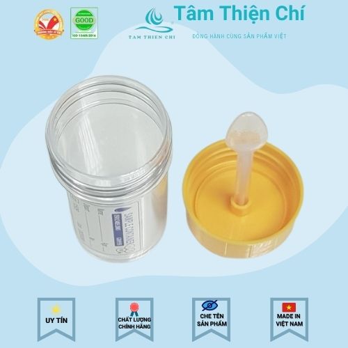 Lọ đựng mẫu bệnh phẩm nắp màu vàng có muỗng 50ml  Hồng Thiện Mỹ túi 10 cái