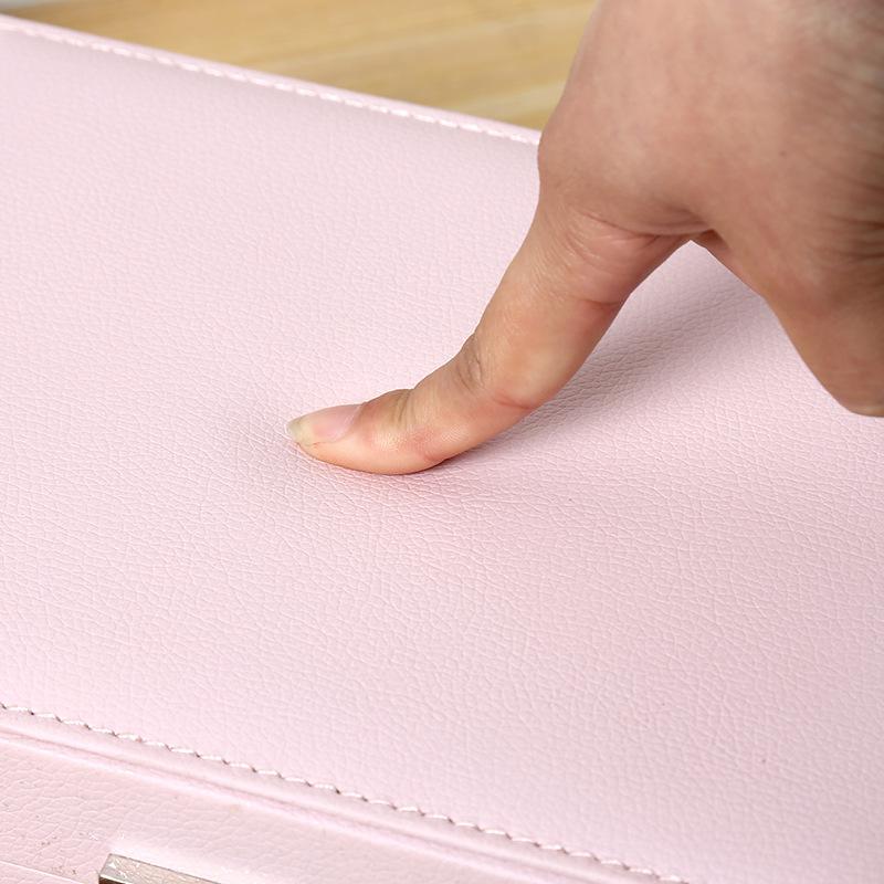 Hộp Đựng Trang Sức Phụ Kiện Bọc Da Hai Tầng Có Khóa – Màu sắc giao ngẫu nhiên