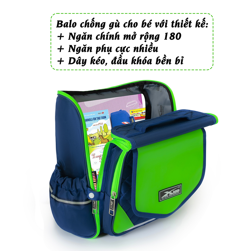 Balo Chống Gù Bé Trai, Bé Gái Xbags Xb 3108, Balo Học Sinh Tiểu Học làm bằng chất liệu Polyester, chống thấm nước