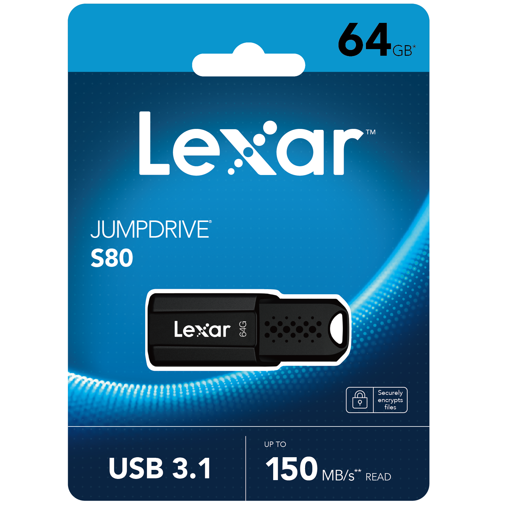 USB Lexar S80 JumpDrive 64GB USB 3.1 Flash Drive LJDS080064G-BNBNG - Hàng Chính Hãng