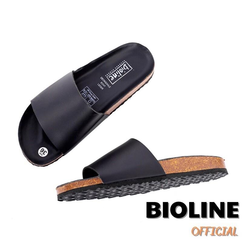 Dép da birken đế trấu Bioline quai ngang bản lớn da pu cao cấp chống nước P05 - Bioline Official