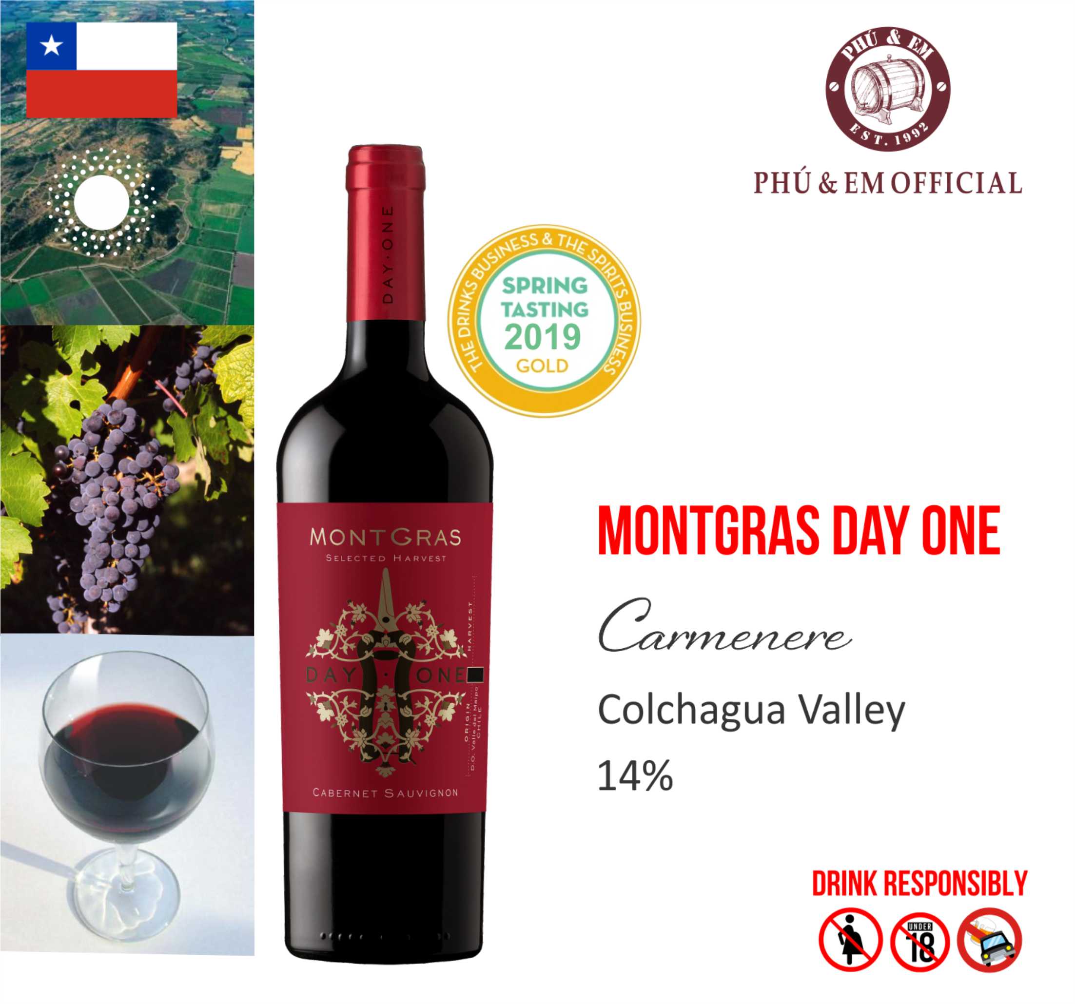 Rượu Vang Đỏ Chile MontGras Day One Carmenere