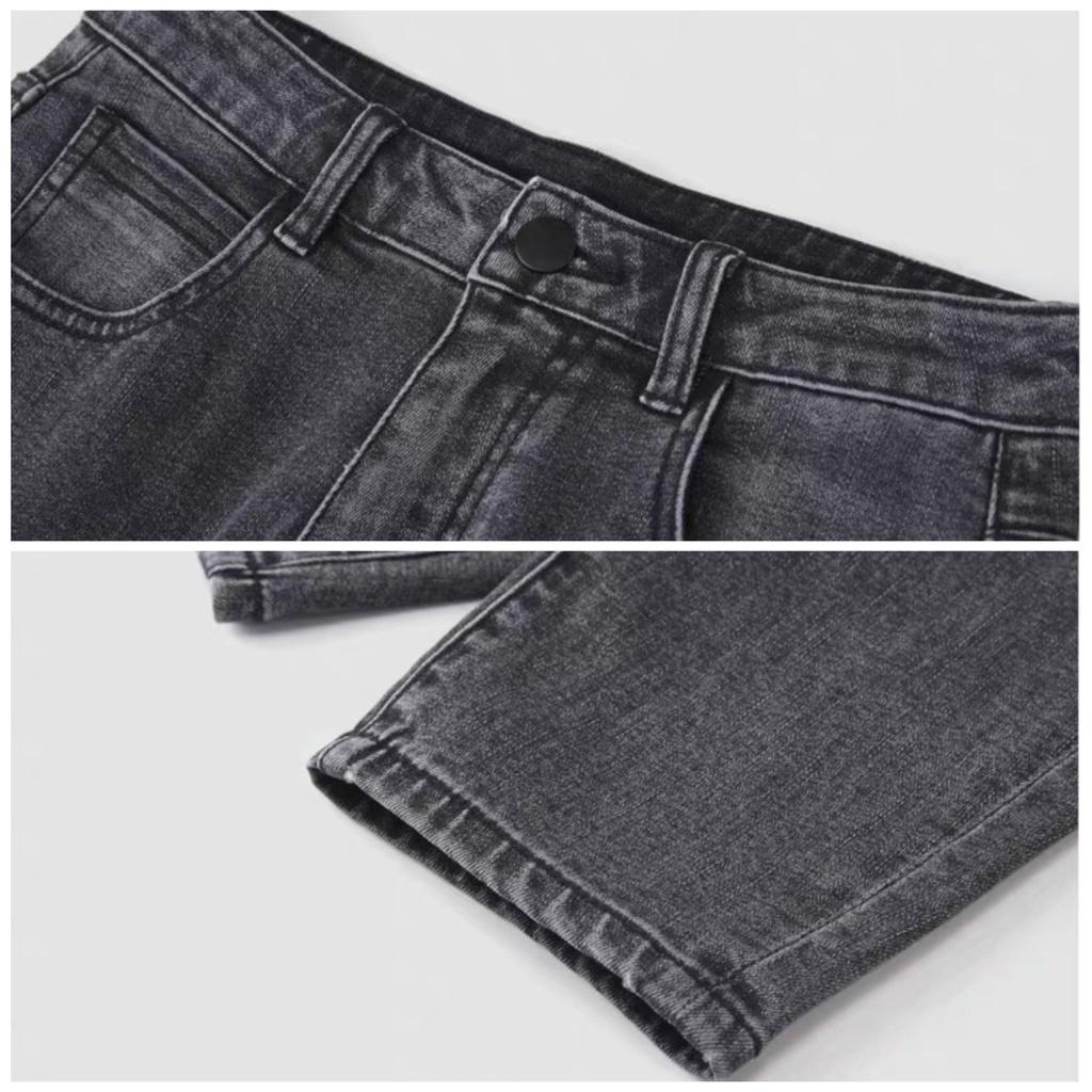 Quần jean nữ Baggy ống suông màu xám lông chuột lưng cao đủ size