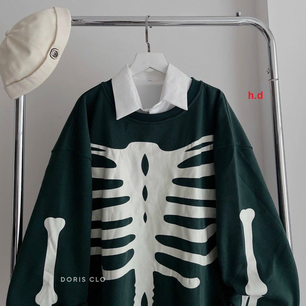 Áo sweater BỘ Xương dài tay chi tiết cá tính nang động phong cách đường phố