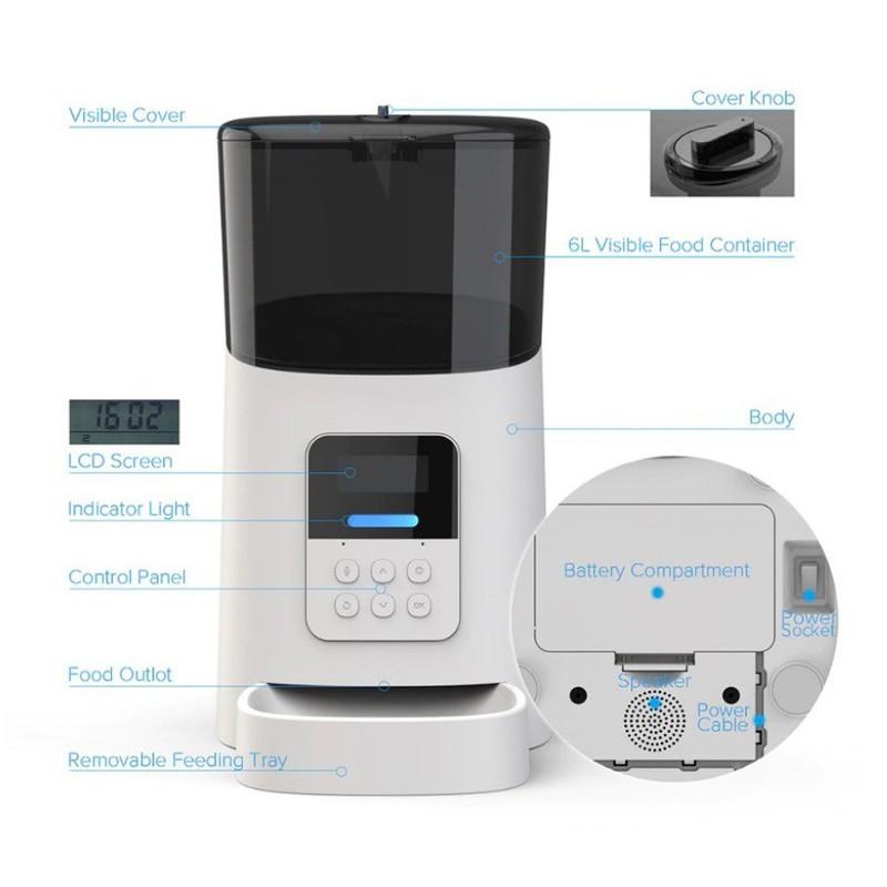 Pet Feeder 6L Máy cho thú cưng ăn LED UV&Voice - Machines for pets