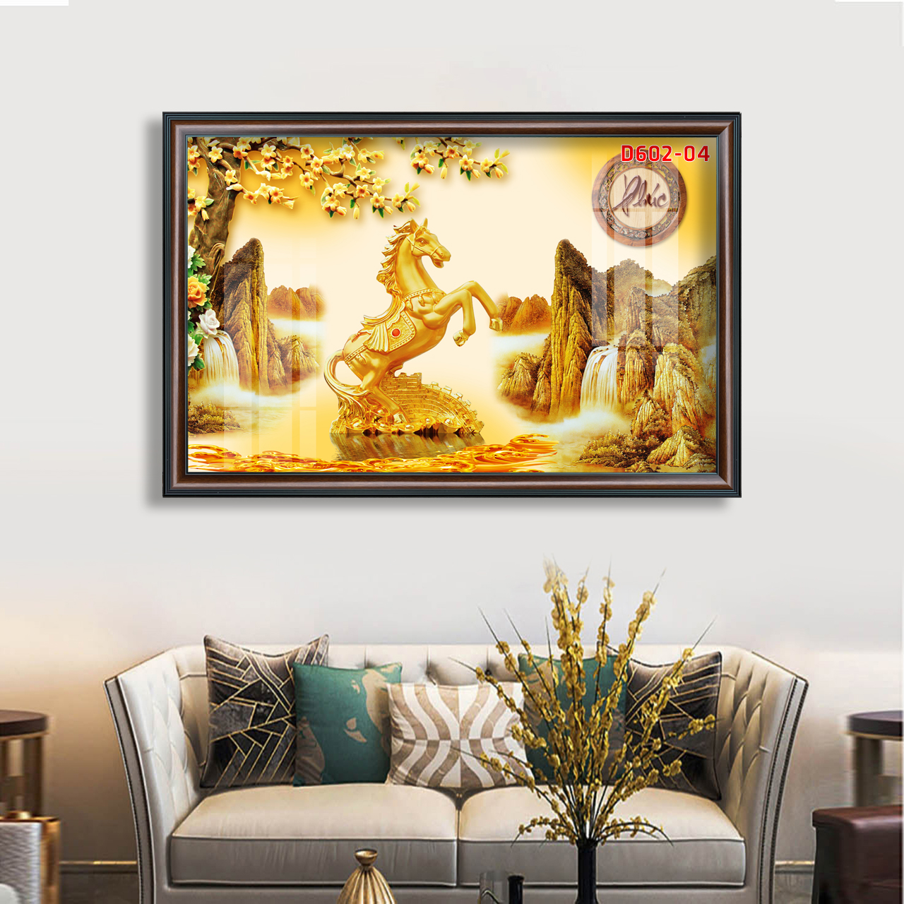 D602 01 Tranh kính Bát mã phi nước đại