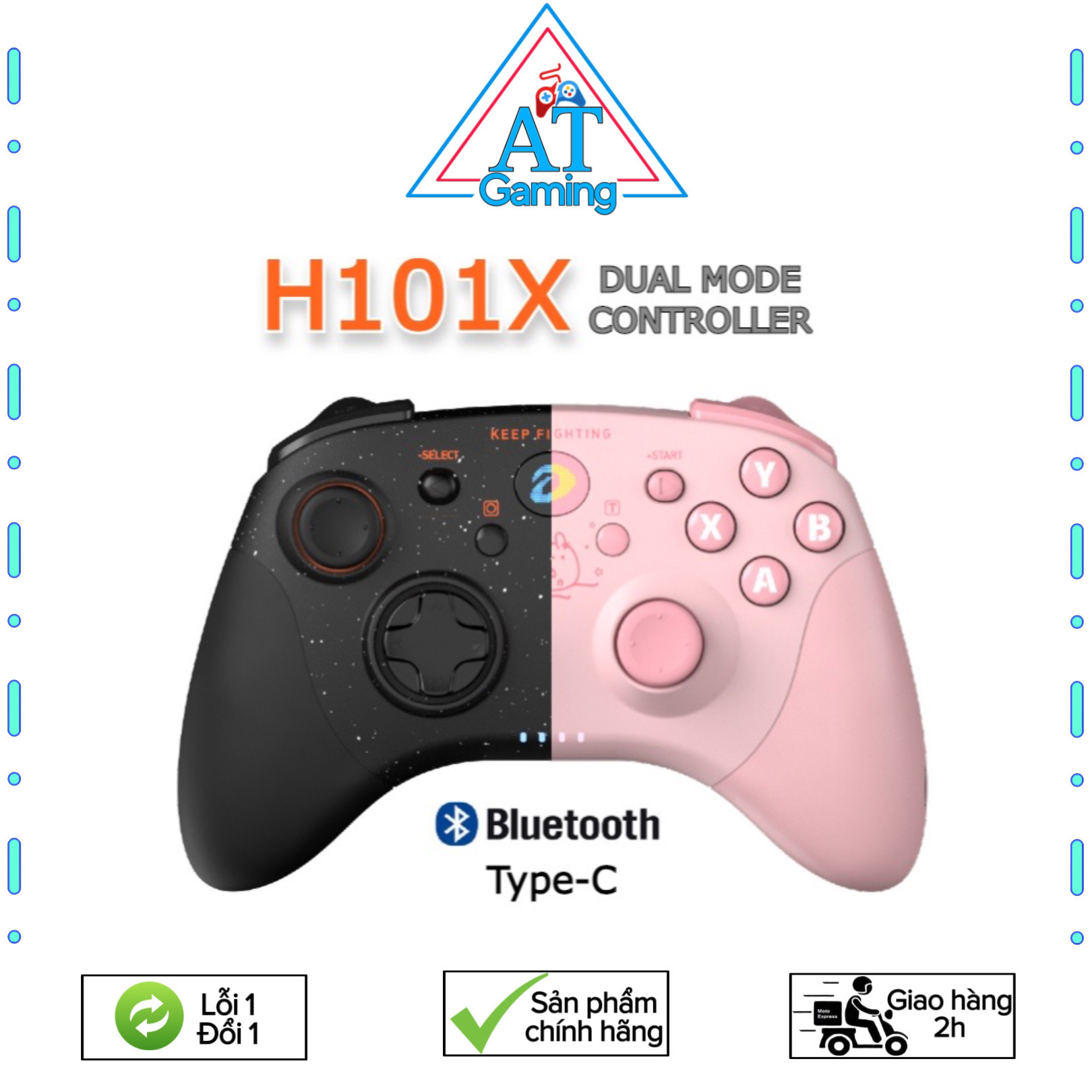 Tay cầm chơi game không dây DAREU H101X (Dual Mode: Type-C, Bluetooth) - Hàng chính hãng
