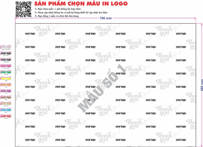 Giấy gói in logo chống ẩm 14g-Block 250-Chọn mẫu khổ 48x70cm