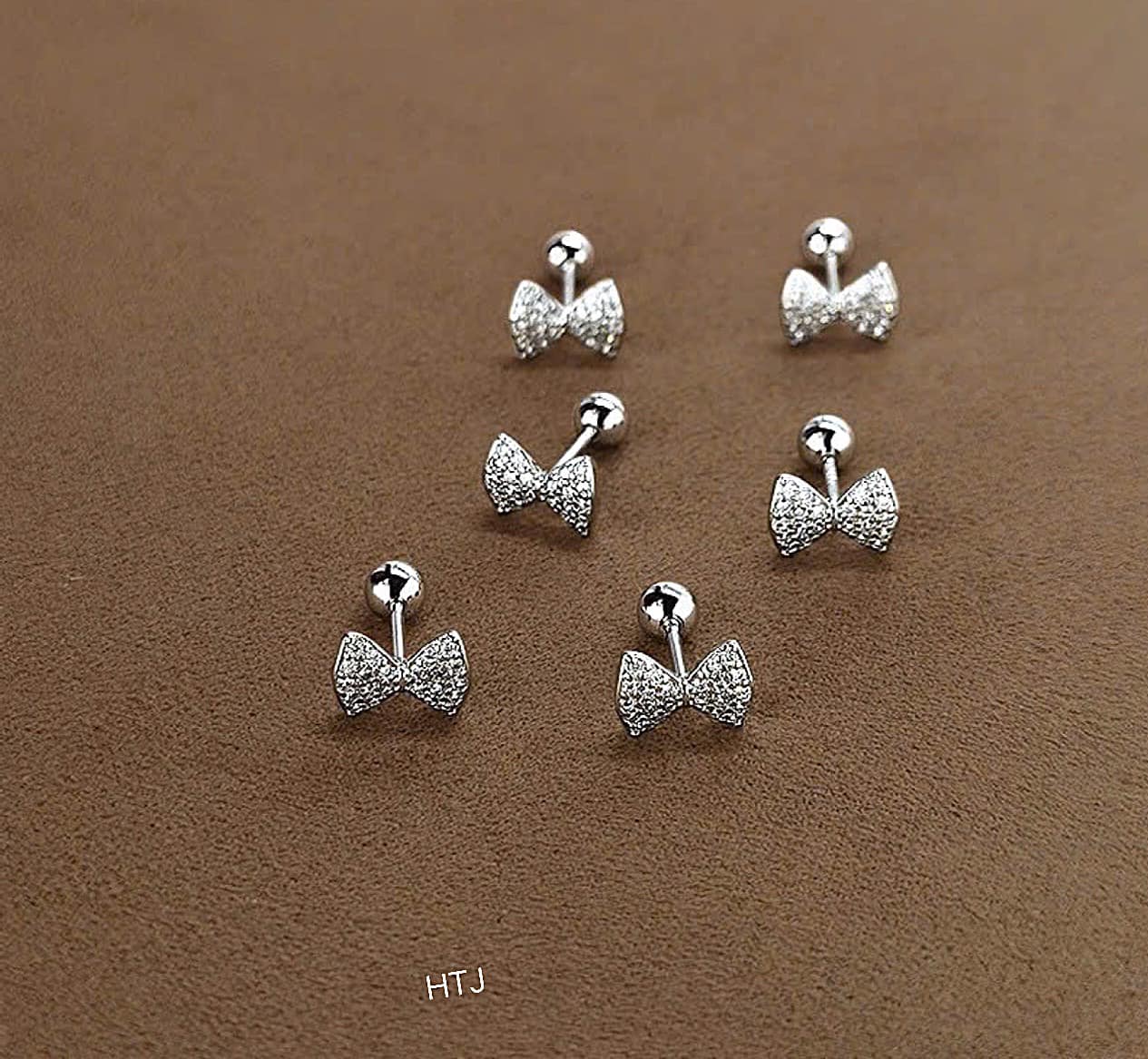 Bông tai bạc nụ nơ chốt ren chất liệu bằng bạc s925 MS046