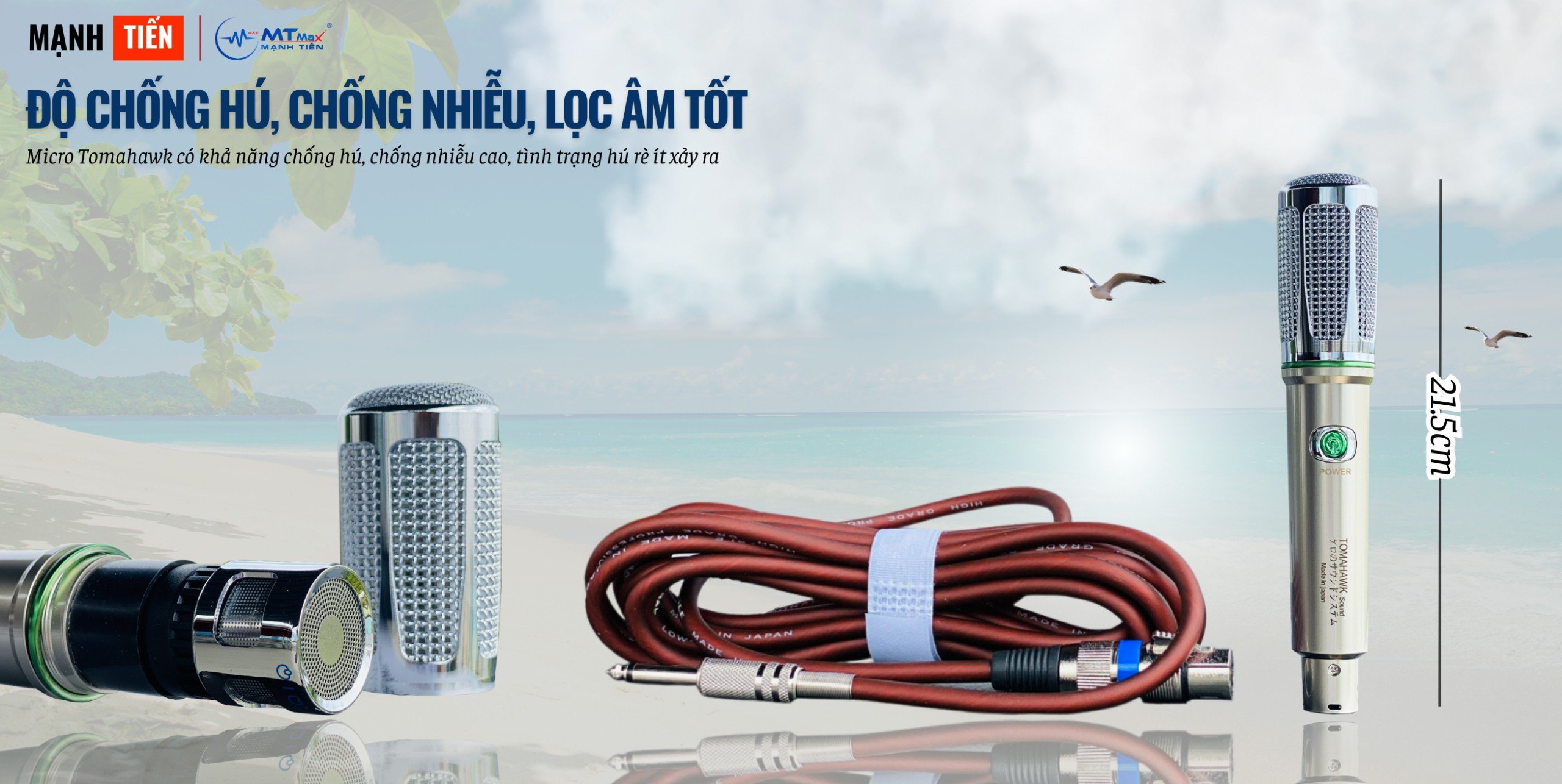 Micro Có Dây Tomahawk 2024 - Thiết Kế Bắt Mắt, Sang Trọng - Dây Dài 5m - Chống Hú Rất Tốt , Hút Mic , Tiếng Sáng, Hát Van Hàng chính hãng