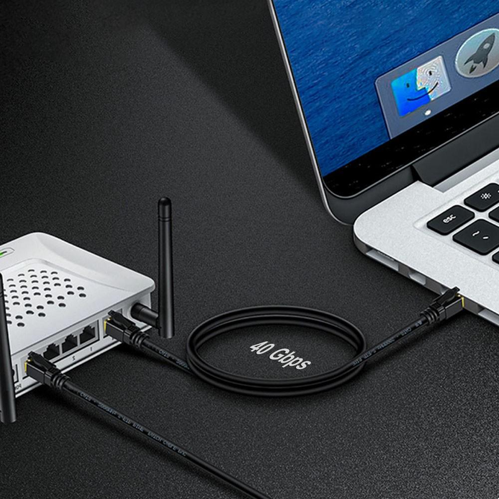 Máy Tính RJ45 Cáp Ethernet Cat 8 10M 30M 40Gbps 2000MHz Lan Cáp Mạng Internet Che Chắn Laptop PS 4 Router Modem Cat7 Dây