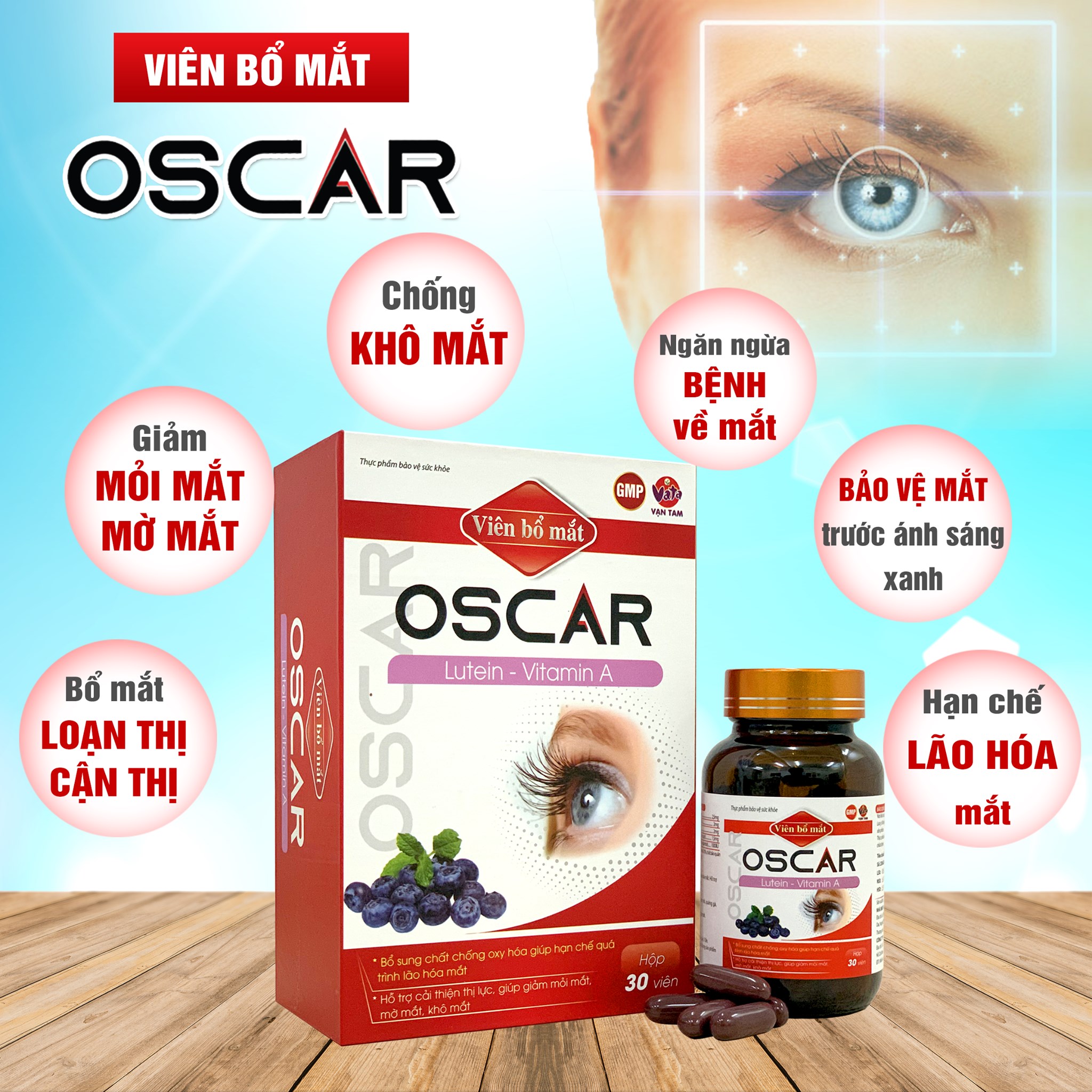 Viên Uống Bổ Măt Oscar Giúp Hỗ Trợ Sáng Mắt Cải Thiện Thị Lực Giảm Mờ Và Khô Mỏi Mắt Hiệu Quả