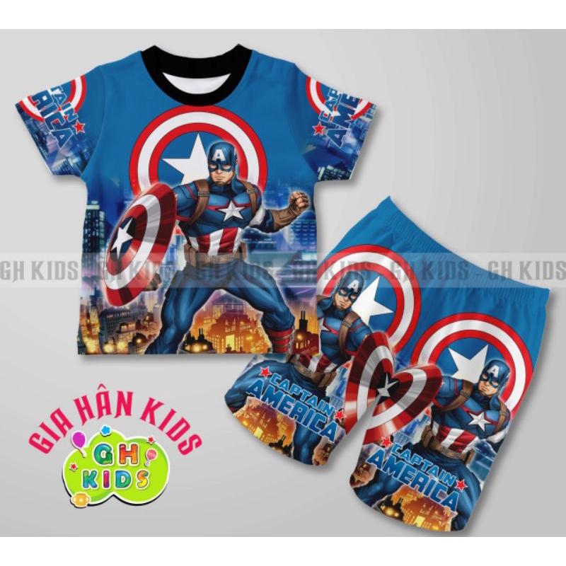 Bộ đồ bé trai họa tiết siêu nhân chất liệu thun lạnh mềm mịn mát in hình 3D được các bé trai yêu thích SIZE 5-25kg