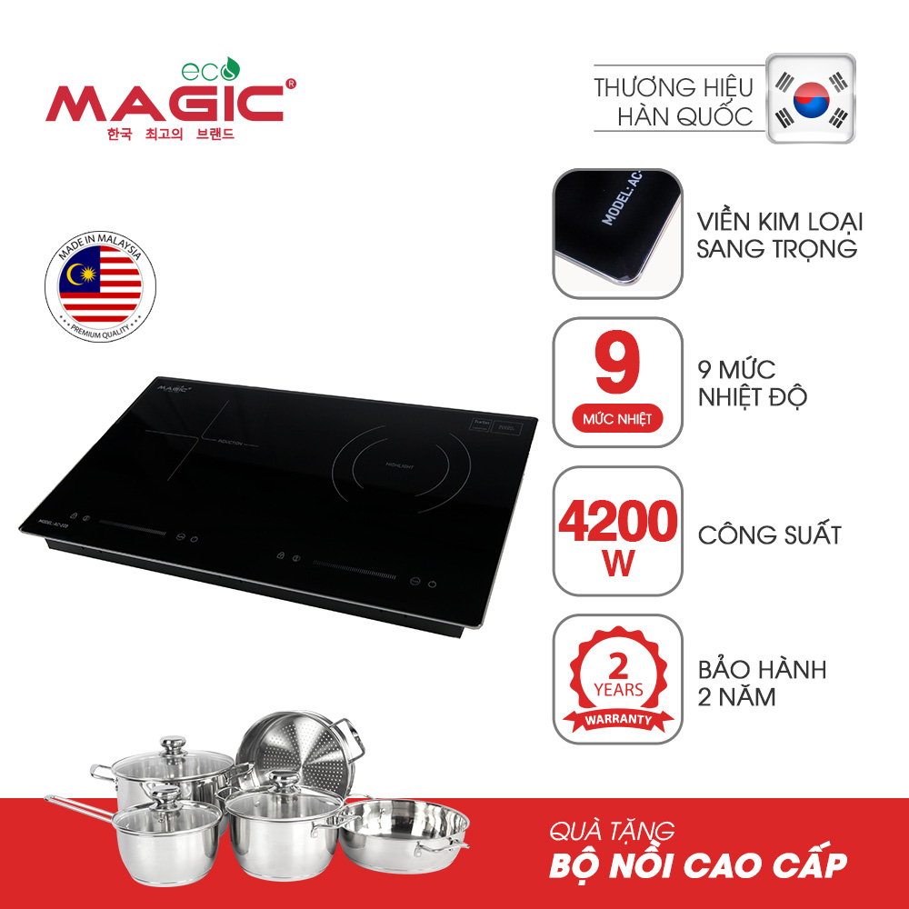 Bếp đôi hồng ngoại và điện từ cao cấp Malaysia Magic Eco AC220 - Hàng chính hãng