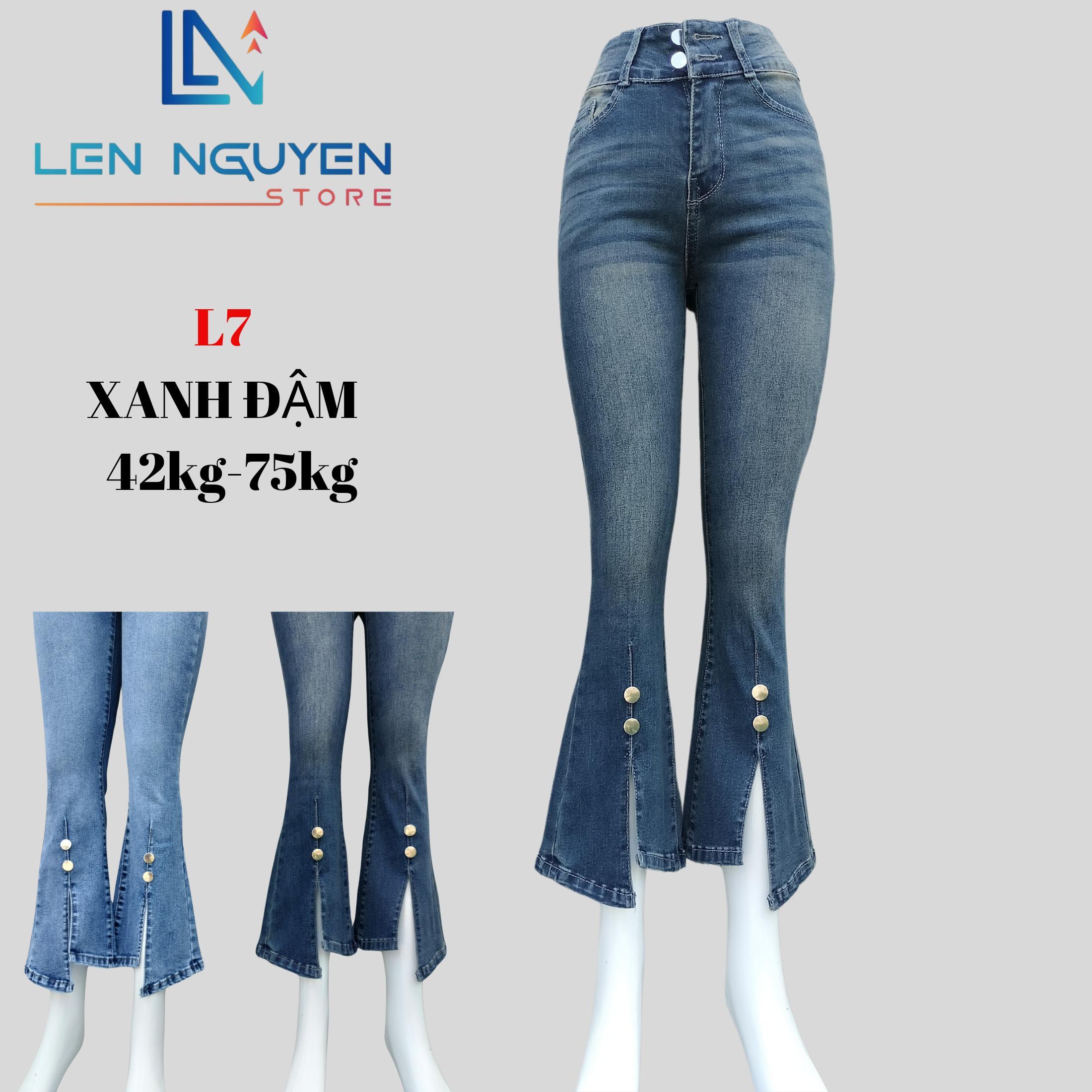 L7_ Loe lỡ dài 90cm kiểu lai thấp lai cao , Thiết Kế Xẻ Lai, 2 Nút Lưng Cao,Pants Women Denim 