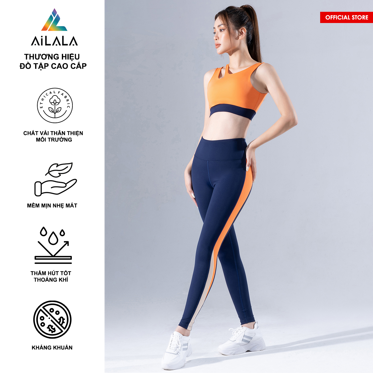 Bộ quần áo thể thao nữ AiLALA LUX49, Đồ tập Yoga Gym Pilates, chất vải Hi-tech cao cấp