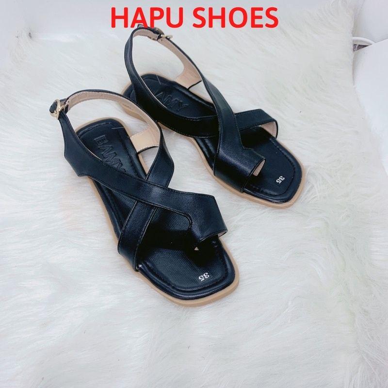 Dép Sandal nữ xỏ ngón đế bệt, dép thời trang quai hậu nữ 2 quai chéo