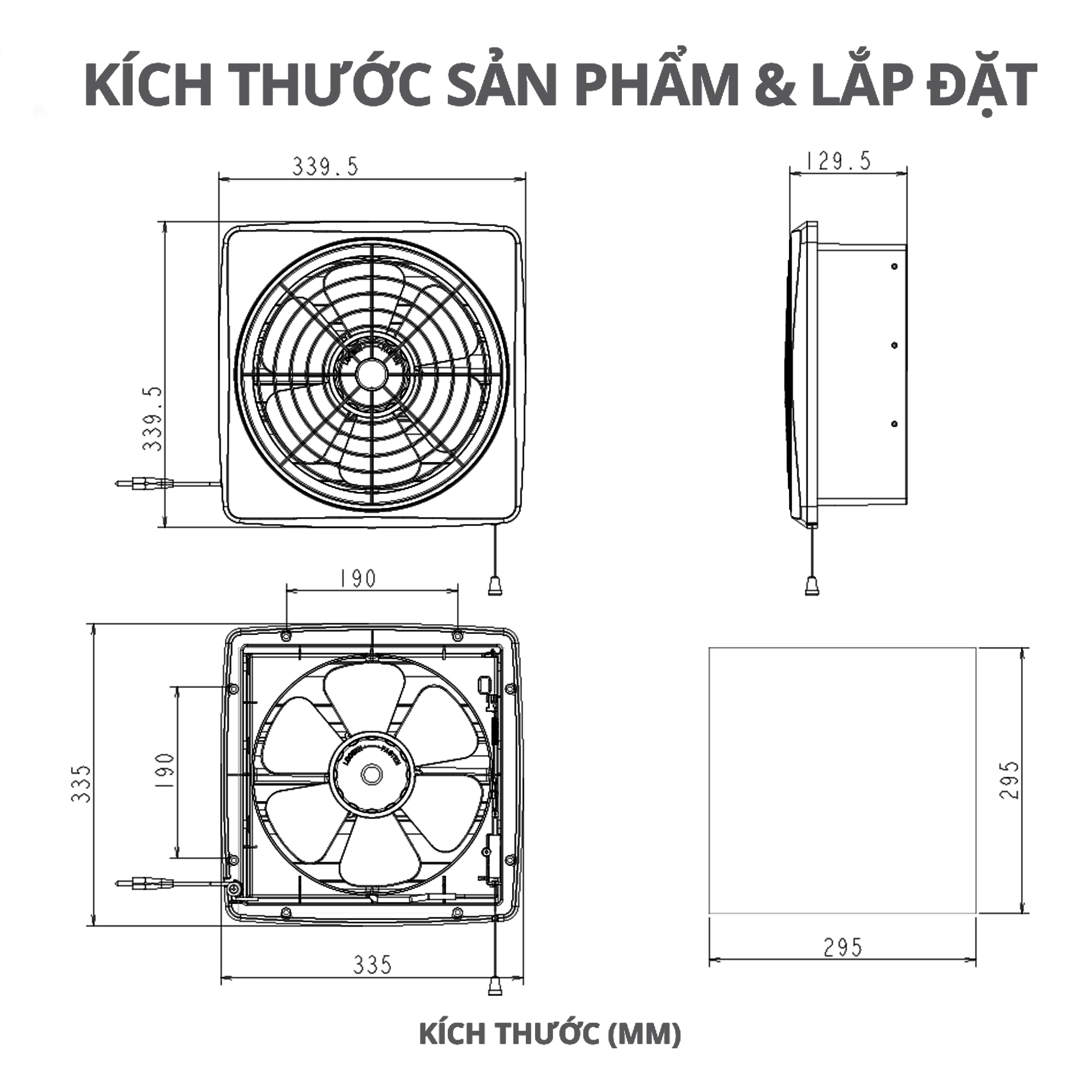 Quạt Hút Thông Gió Gắn Tường WHIFA VDS-25WK (A) 10 Inch Màu Trắng - Hàng Nhập Khẩu