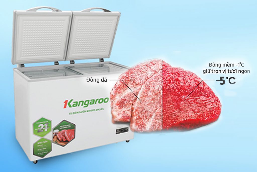 (Chỉ giao HN) Tủ đông mềm kháng khuẩn 2 ngăn 2 cánh Kangaroo KG328DM2 dung tích 212L - Hàng chính hãng