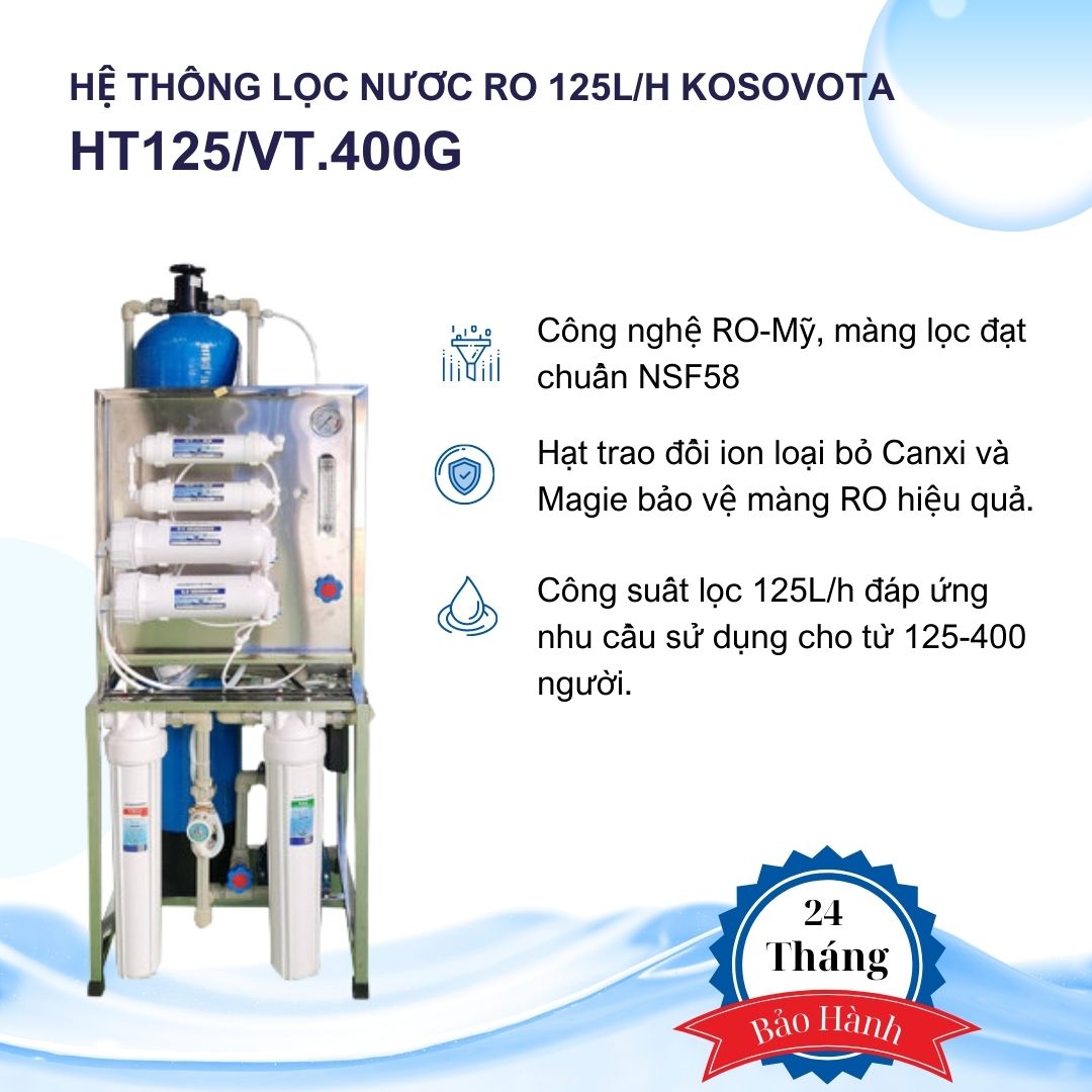 Hệ thống lọc nước RO 125L/H KOSOVOTA (Hàng Chính Hãng)