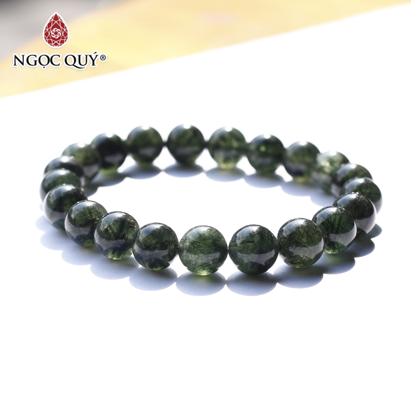 Vòng tay đá thạch anh tóc xanh mệnh hỏa, mộc - Ngọc Quý Gemstones