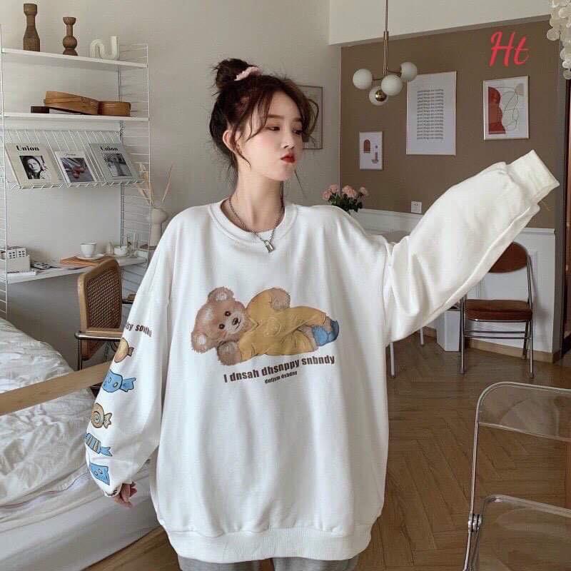 Áo sweater gấu kẹo nằm H2A