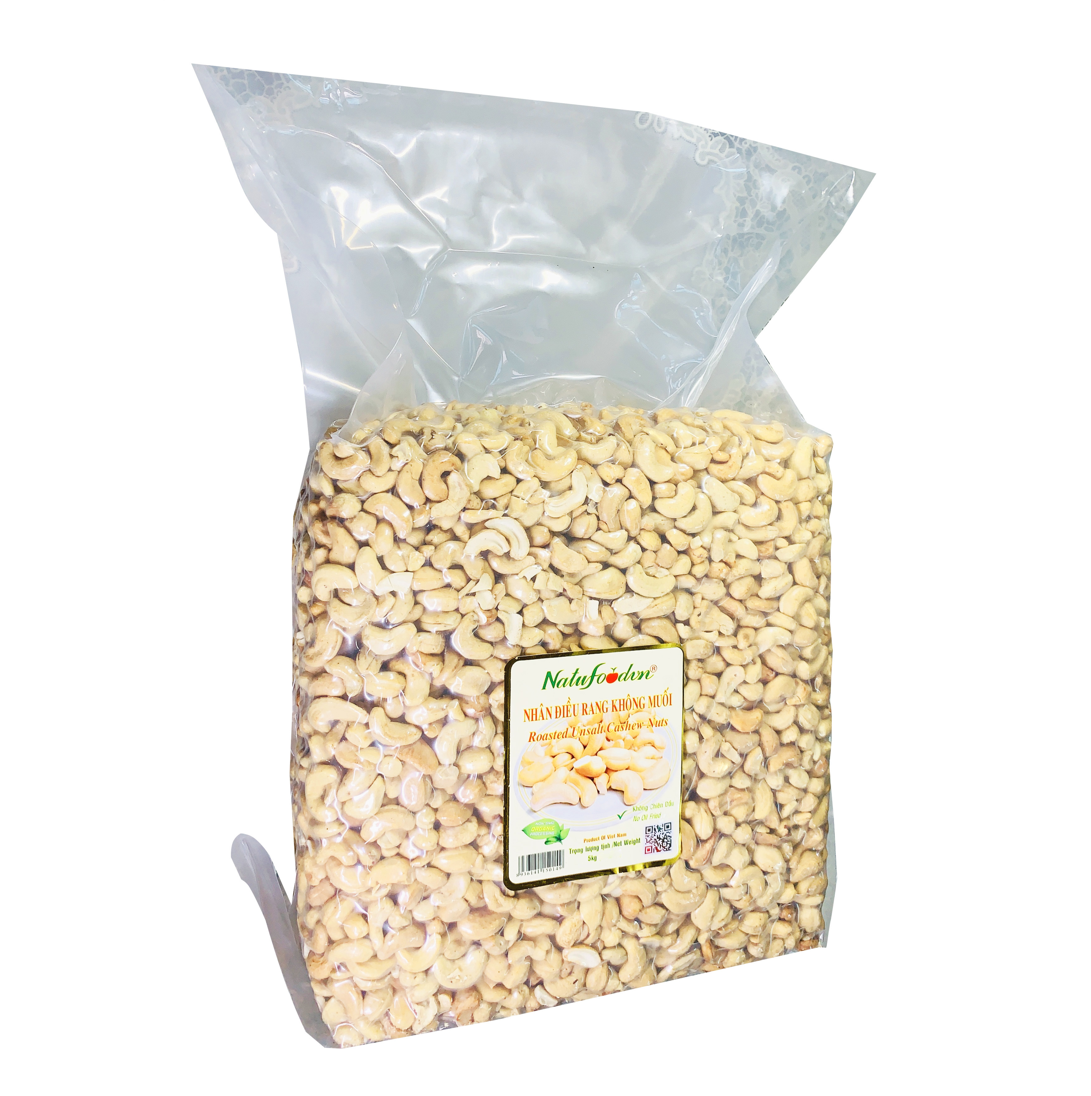 Nhân Hạt Điều Rang Không Muối Nguyên Vị Cao Cấp 5kg - Natufoodvn