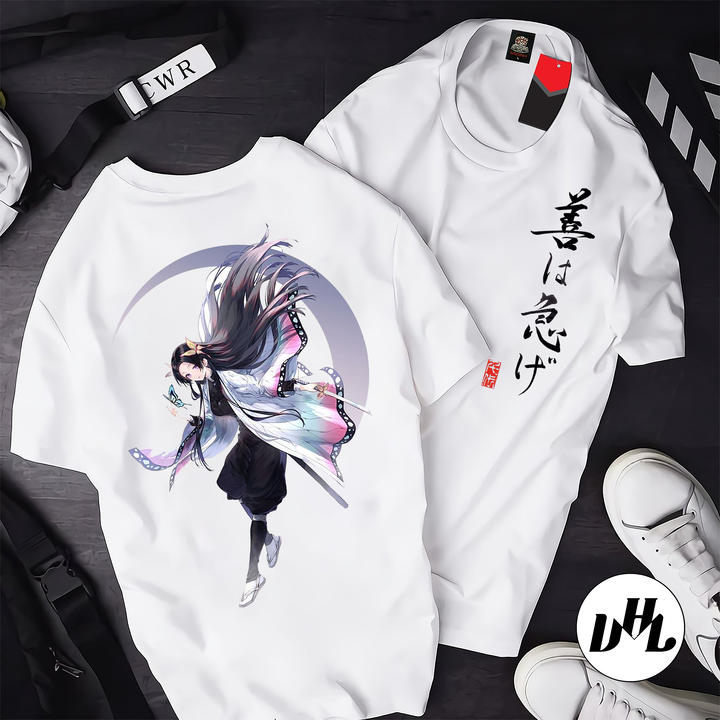 Áo thun trắng Anime, Manga Thanh g diệt quỷ Trùng trụ 01, Unisex Nam Nữ có Size áo từ 25-95kg