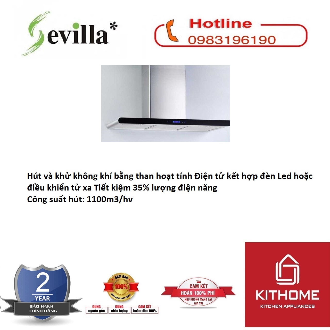 Máy Hút Mùi SEVILLA SV-TK 90 - Chính Hãng