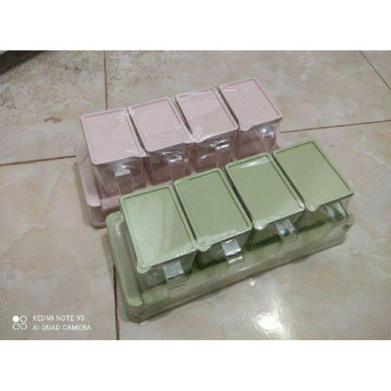 Combo 4 hộp đựng gia vị có đế nhựa Việt Nhật