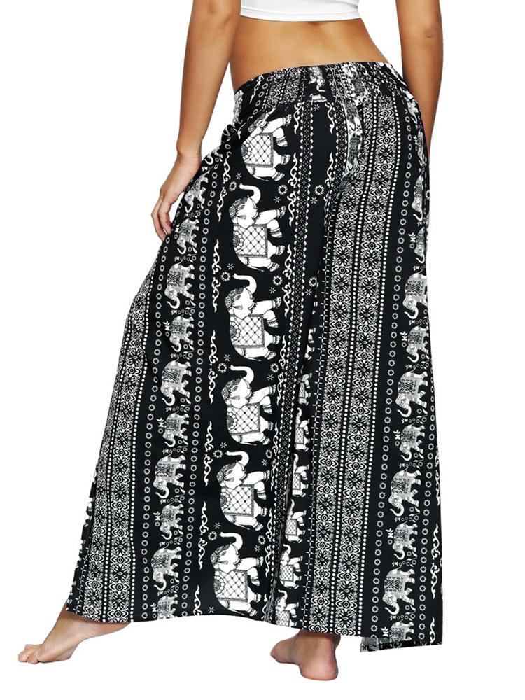 Nữ Chia Rộng Chân Bohemian Giày Quần Tập Yoga, Rời Palazzo Hippie Hoa Harem Quần
