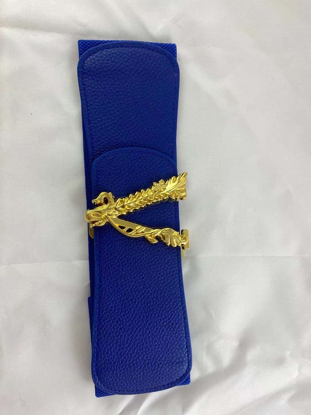 2021 Thiết Kế Mới Sang Trọng Nữ Cổ Thắt Lưng Ong Và Chữ Cái Khóa Vàng Oversize Thun Co Giãn Rộng 7Cm Quần Jean Thắt Lưng