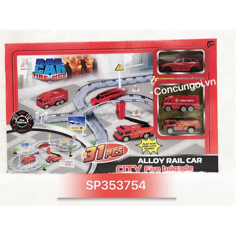 HỘP ĐƯỜNG RAY XE LỬA PIN + 3C XE (ALLOY RALL CAR CITY ARMY SET) , 833D-3 (Hộp)-  SP353754